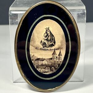 Vintage Oval Framed Religious Wall Plaque St. Maria Radna Monastery Romania‎